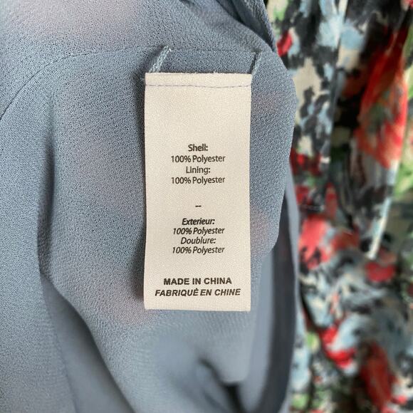 Cinq a Sept Blue Abstract Floral Lewis Tiered Mini Dress Sz.6 - Picture 14 of 15